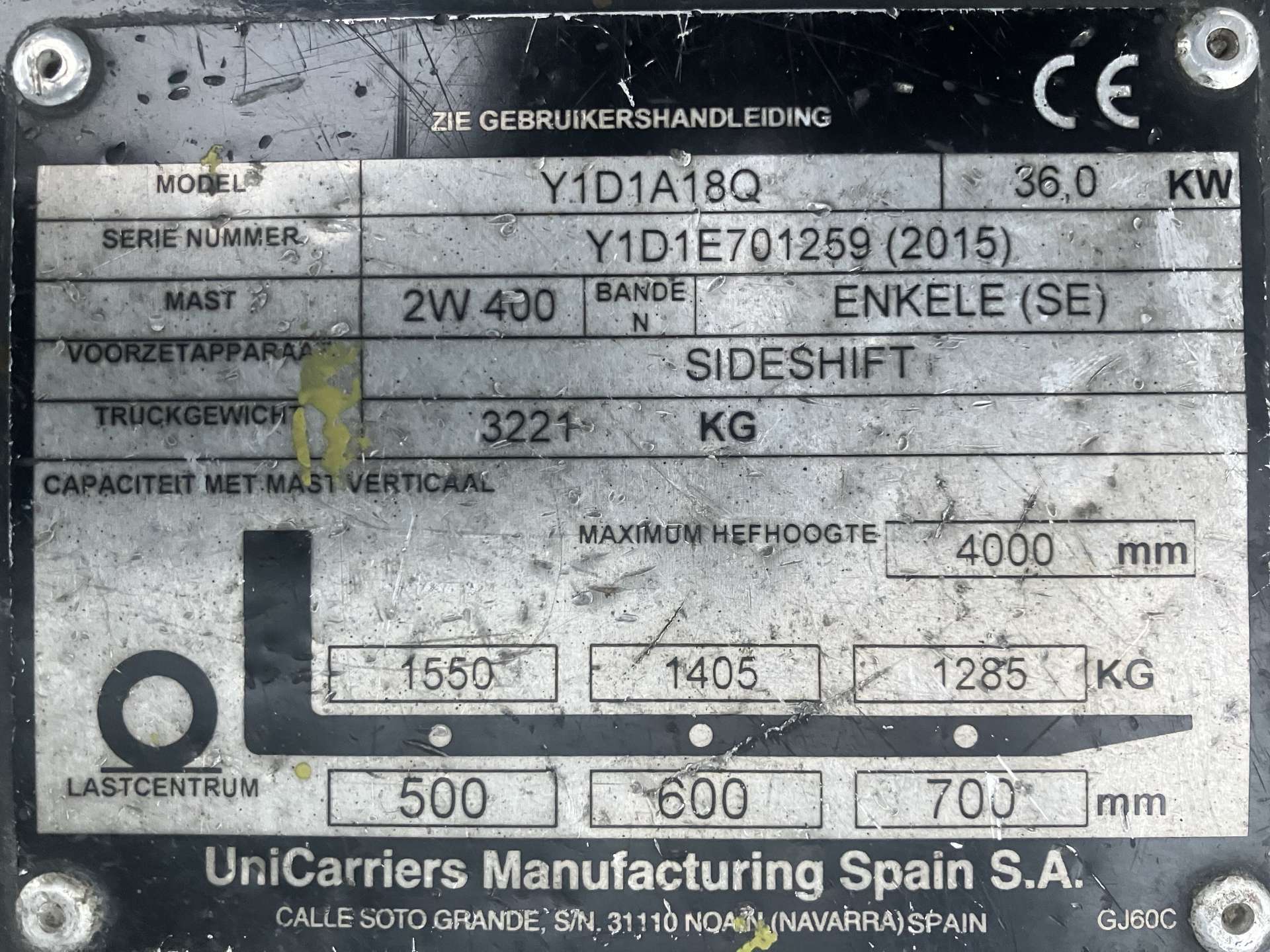 Heftruck Unicarriers Nissan 1,8Ton Diesel