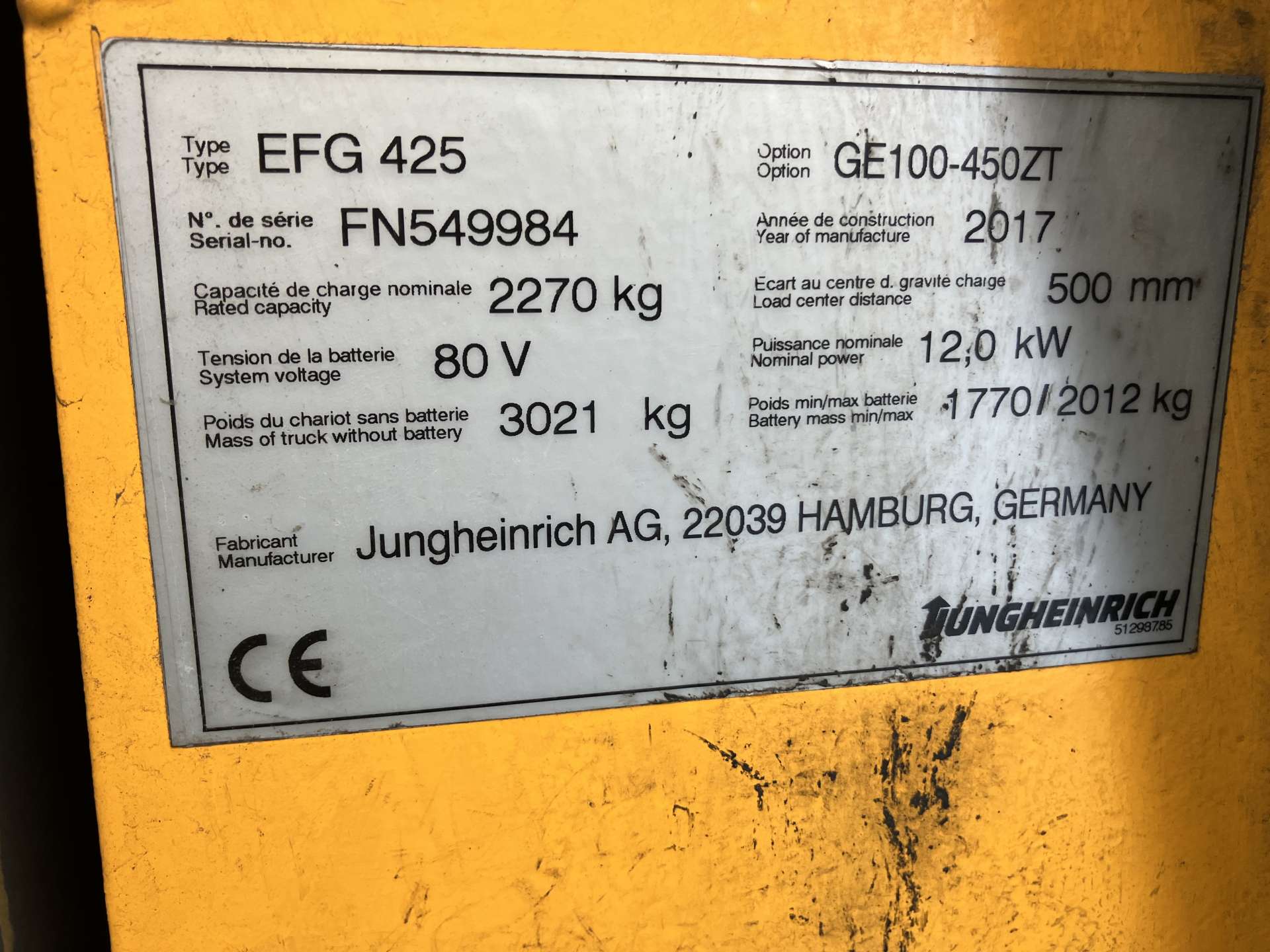 Heftruck Jungheinrich 2,5 Ton Elektrisch